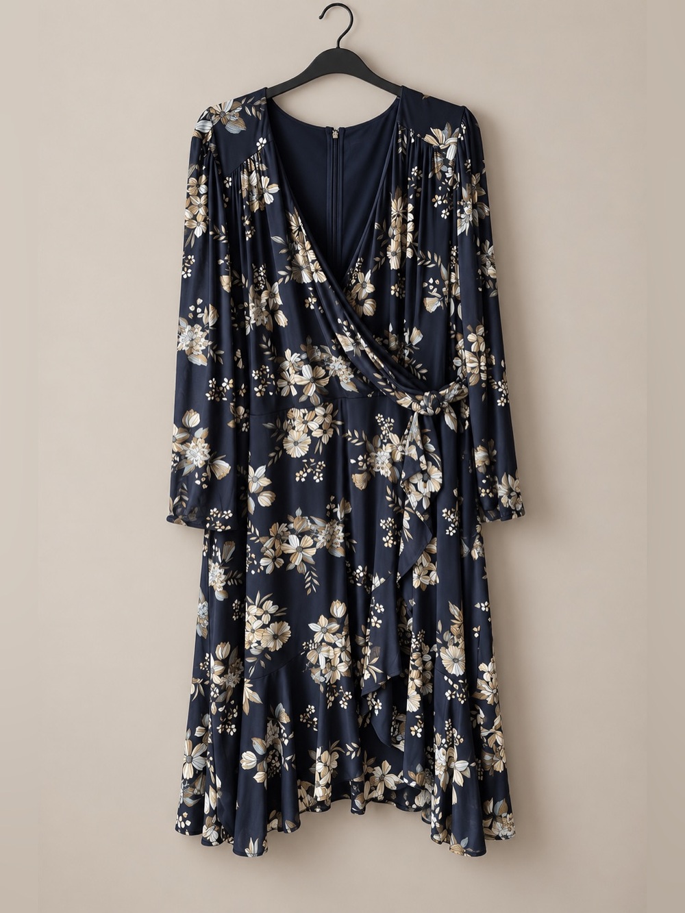 Tommy Hilfiger Navy Floral Suplice Long Sleeve Midi Dress NWT 26W #1223